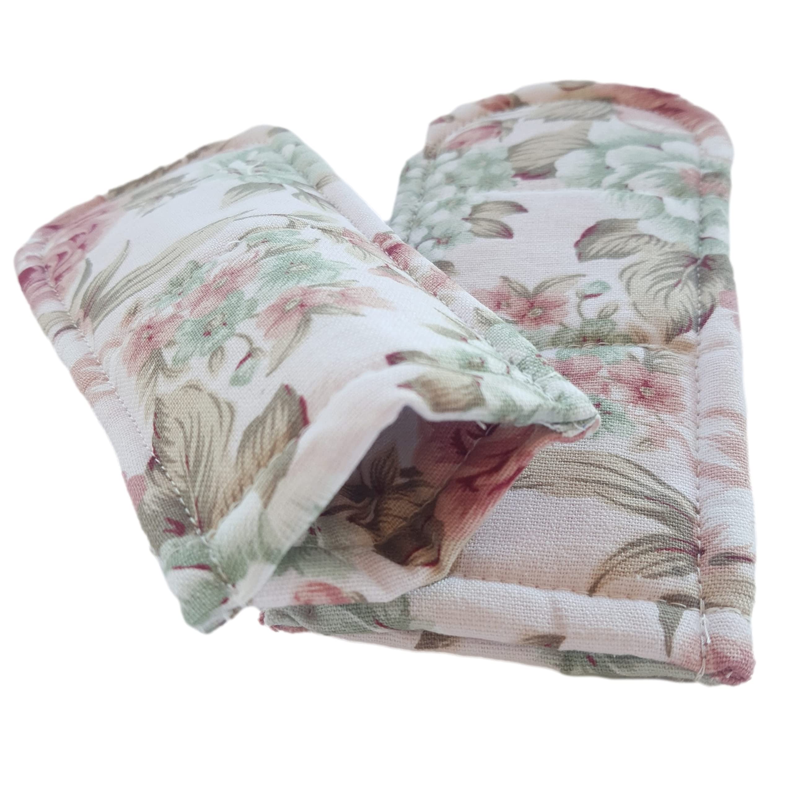 Cushystore 3X Pan Handle Holder Cover Canvas Holders Heat Resistant Anti-Scalding Protector (Pink Rose Garden)